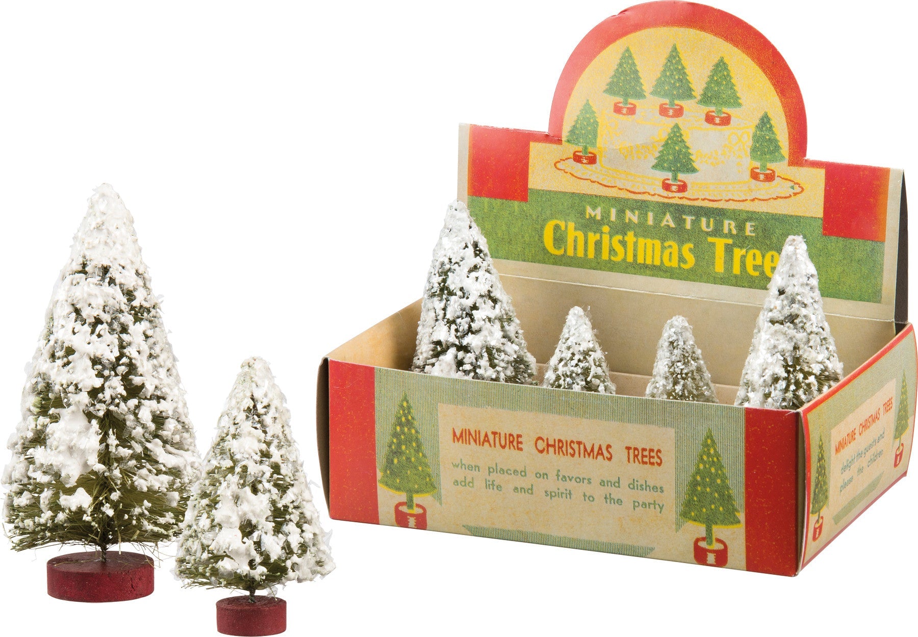 Snowy Mini Bottle Brush Tree Set in Retro Box