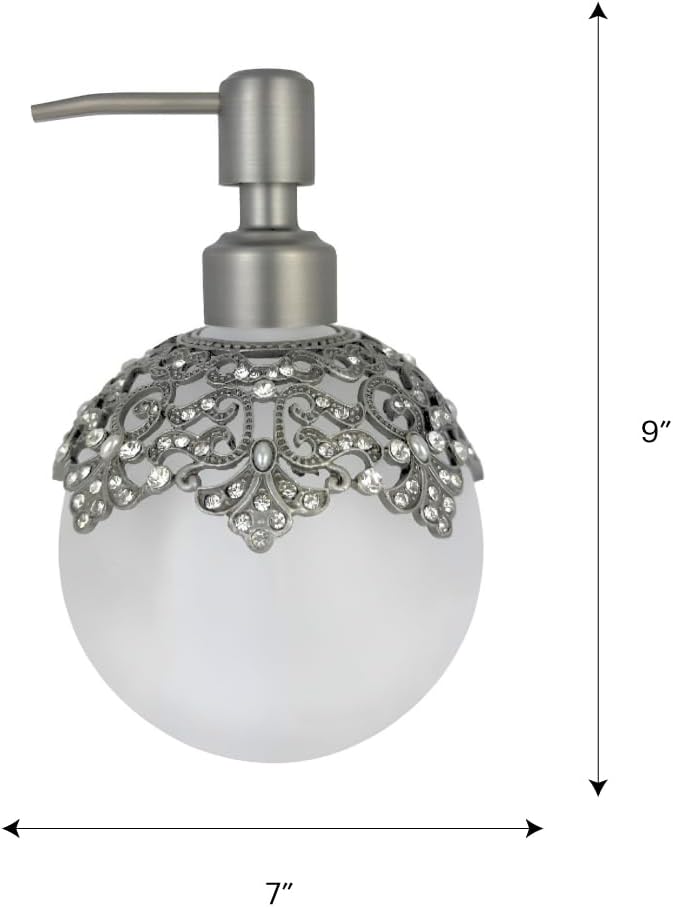 Soap Dispenser – Isolde Essence Frosted Glass Decorative Bathroom Accessory 12 oz