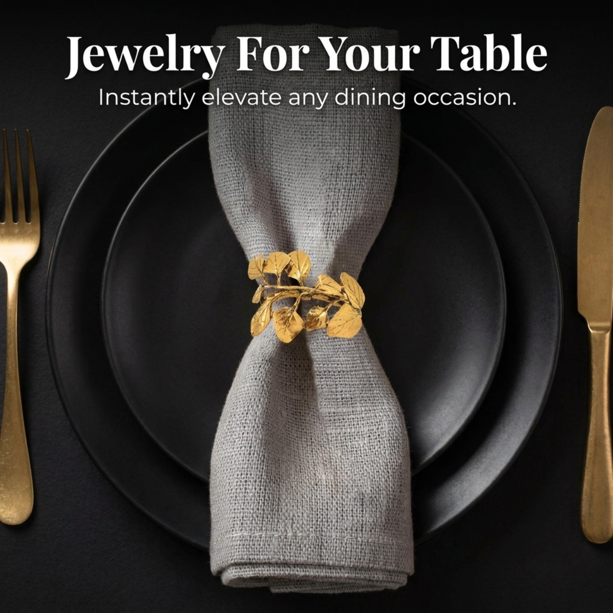 Gold Leaf Napkin Rings – Elegant Leaf Design Napkin Buckles for Table Decor