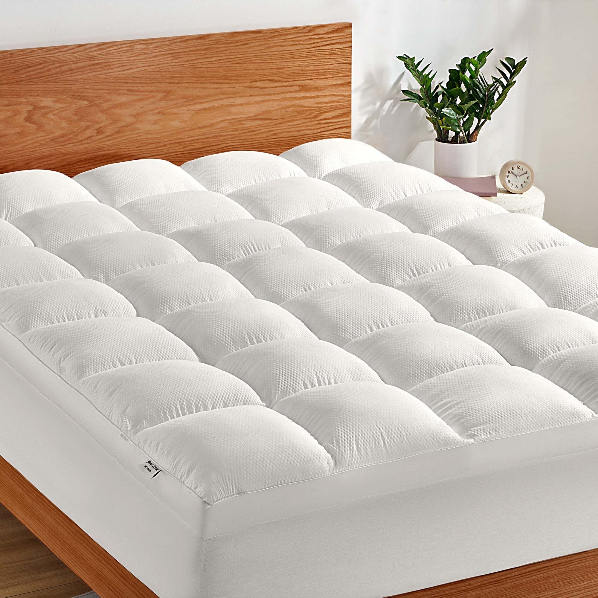 Extra Fluffy Mattress Pad Deep Pockets White