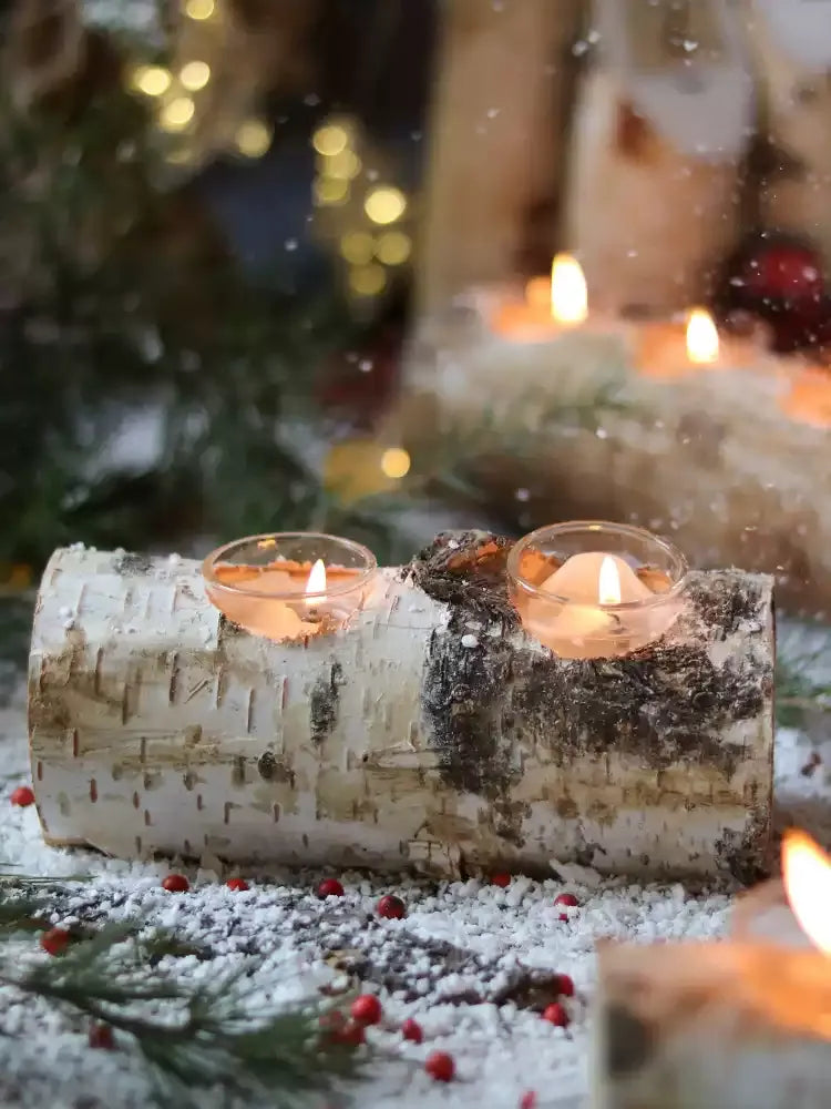 Natural Birch Log Tealight Holder