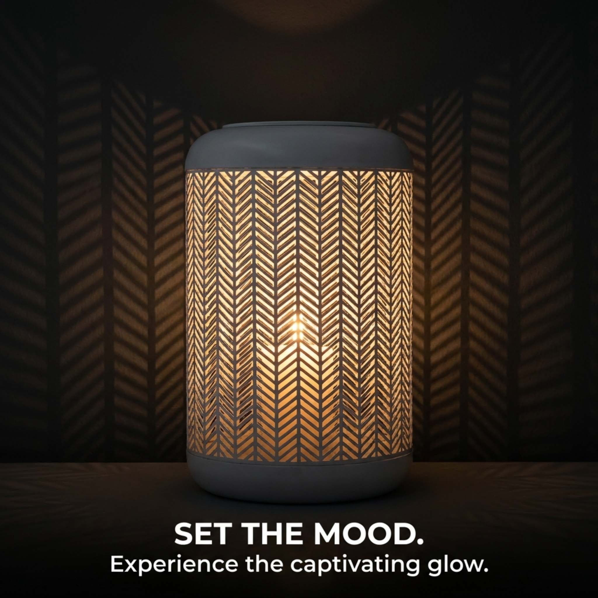 Glass Candle Holder Lantern – White Lattice Pattern Compact Basket Weave Lantern