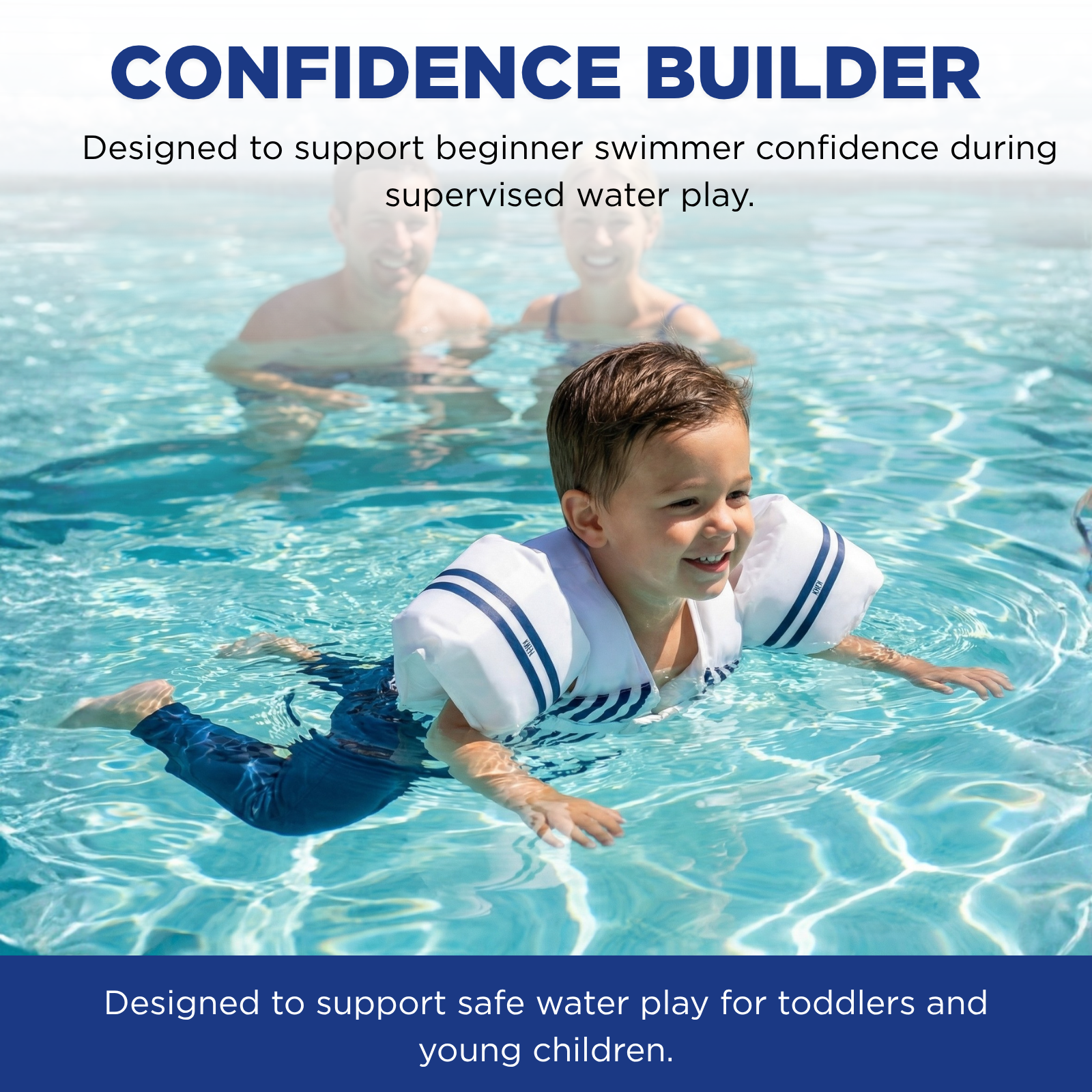 Floating Jackets with Sleeves for Pool or Beach | 1-3 Years | White & Blue