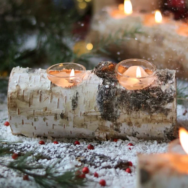 Natural Birch Log Tealight Holder