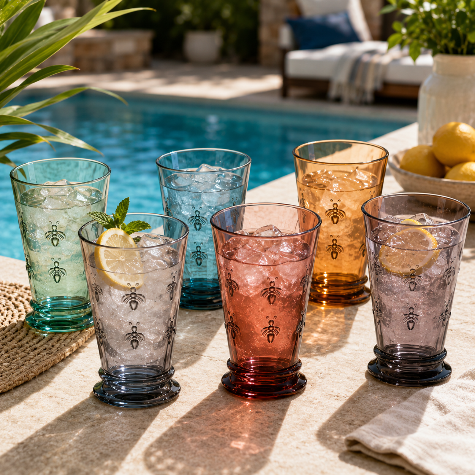 Tonal Highball Bee Glassware, Set of 6