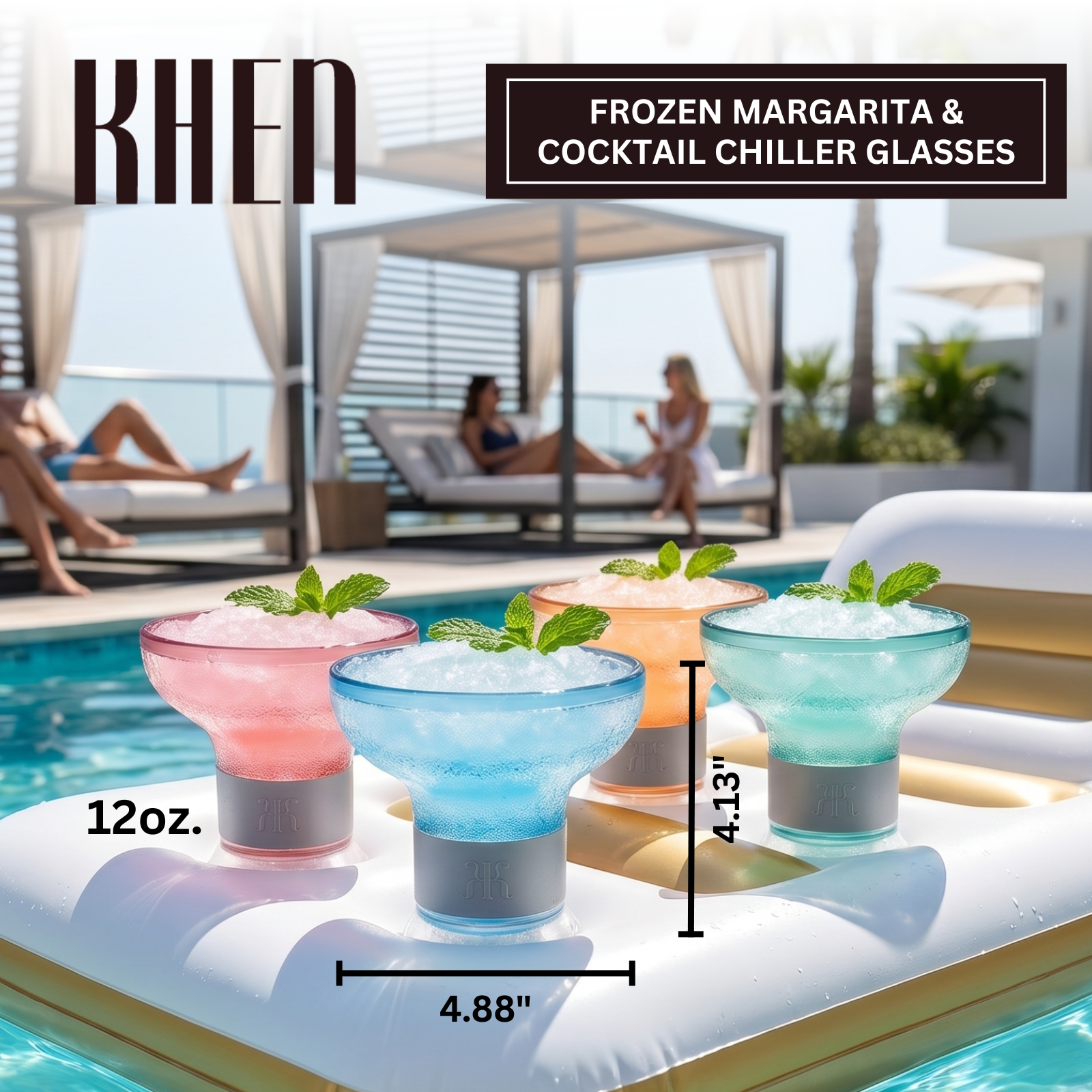 Eze Frozen Margarita & Cocktail Chiller Glasses, Acrylic, Set of 4