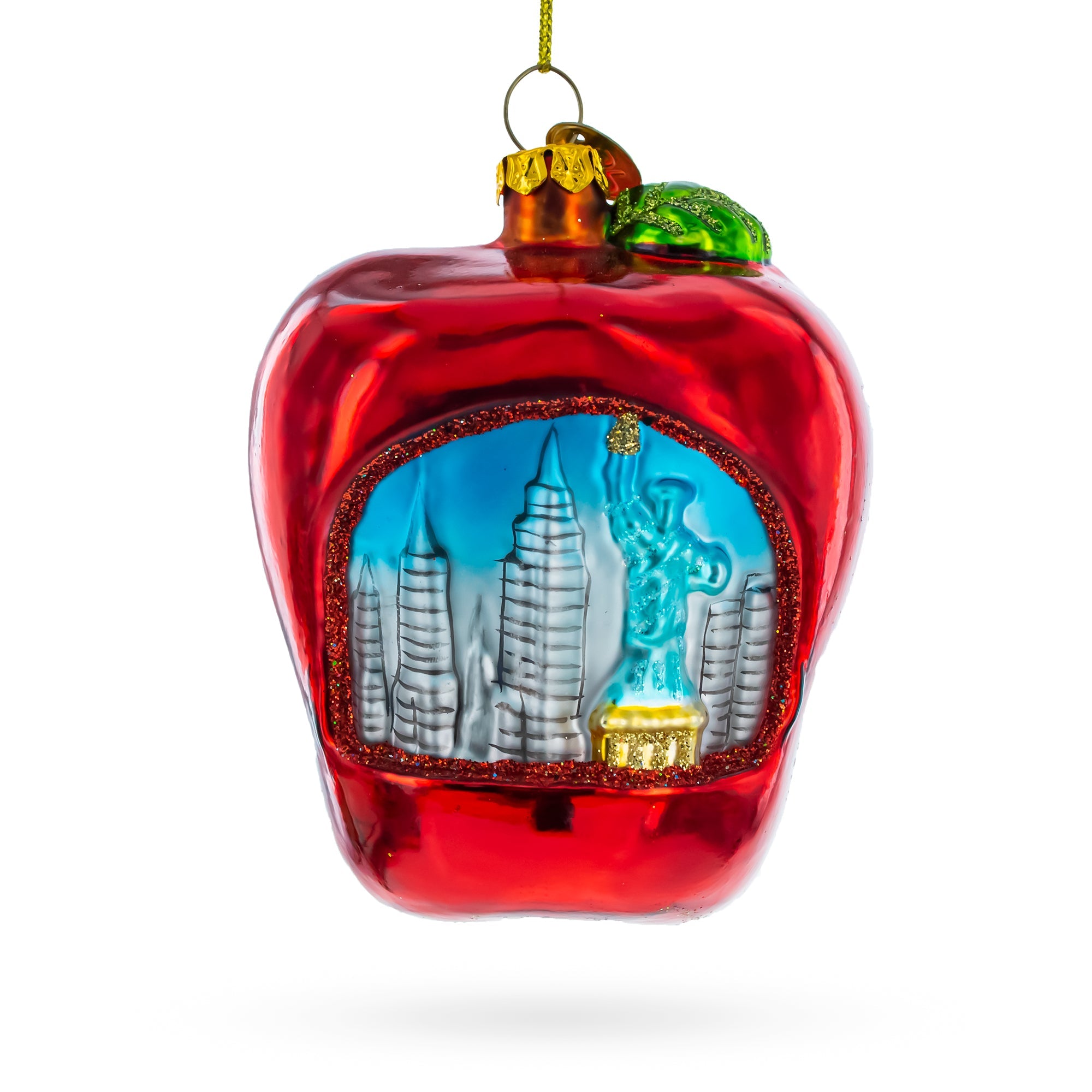 New York City Big Apple Glass Christmas Ornament