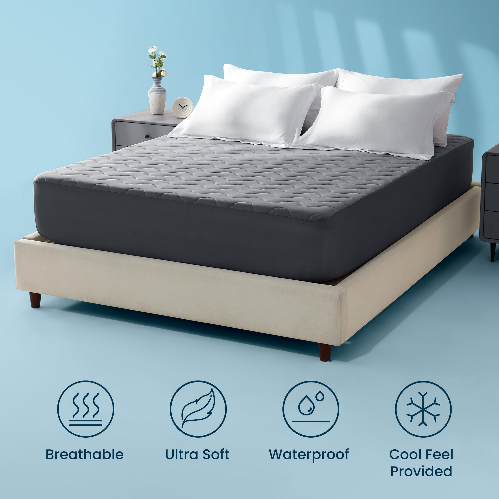 Cooling Mattress Pad - Waterproof Bedding Protector for Hot Sleepers