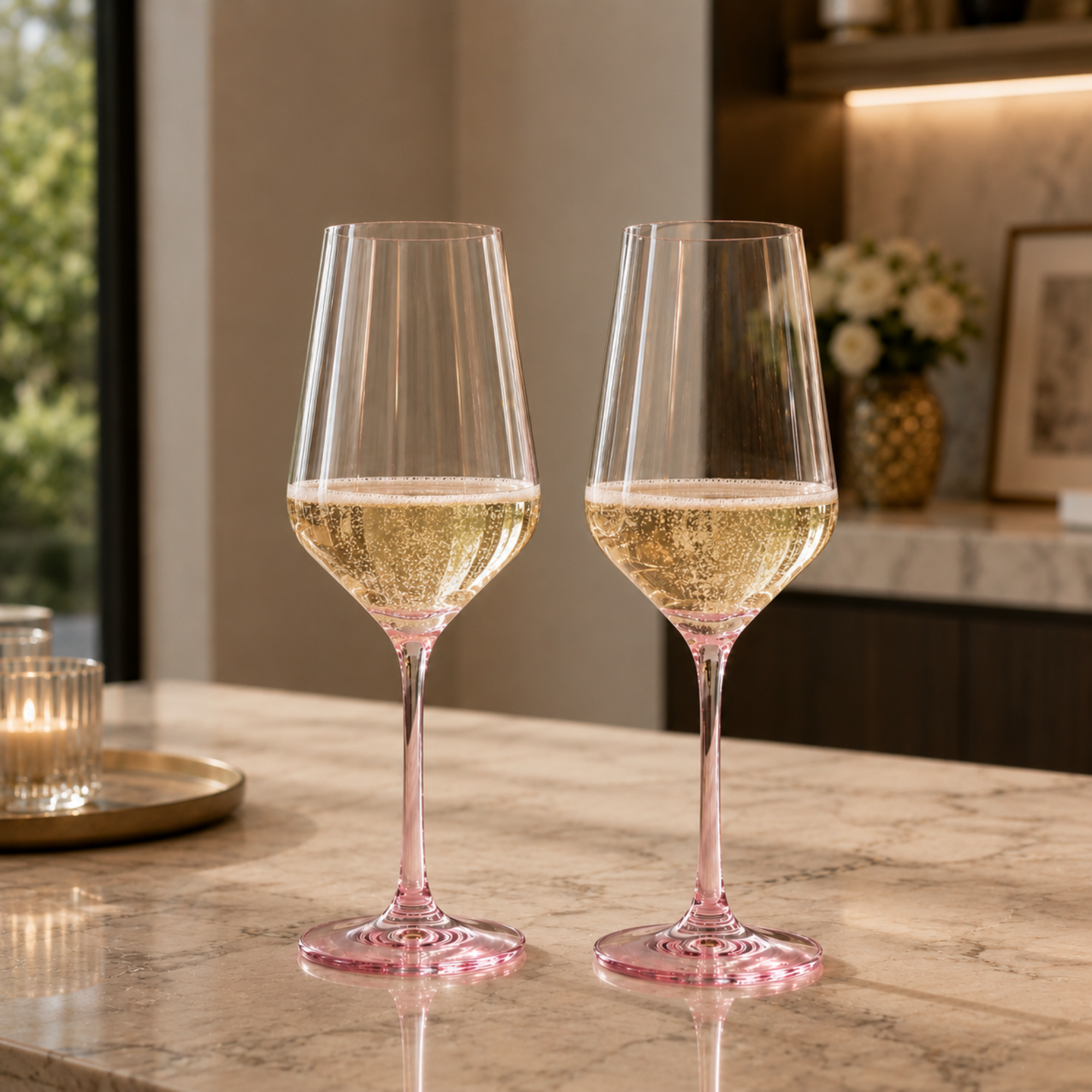 Monet Stemmed Wine Glassware, Magenta, Set of 2
