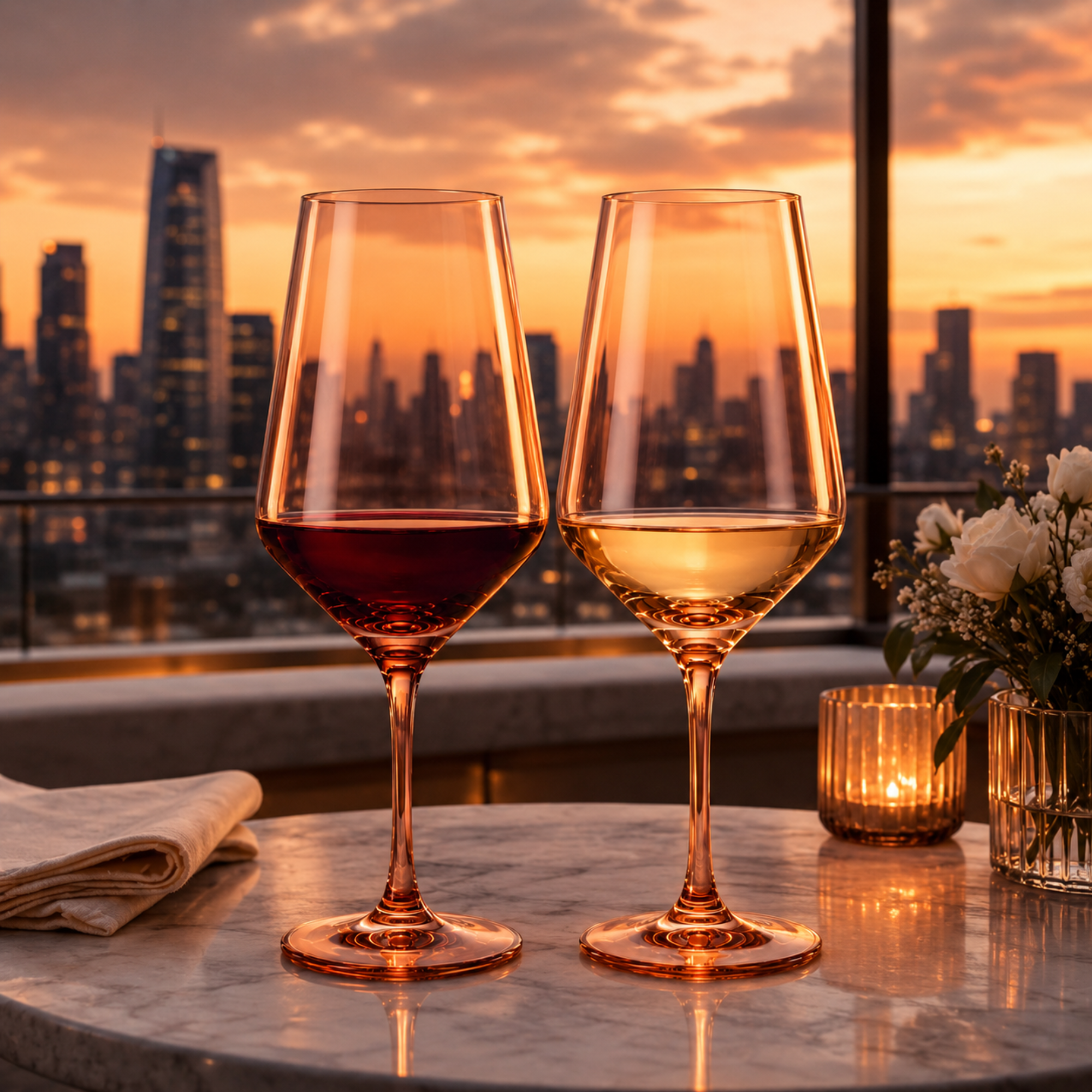 Tonal Stemmed Wine Glassware, Burnt Orange, Set of 2