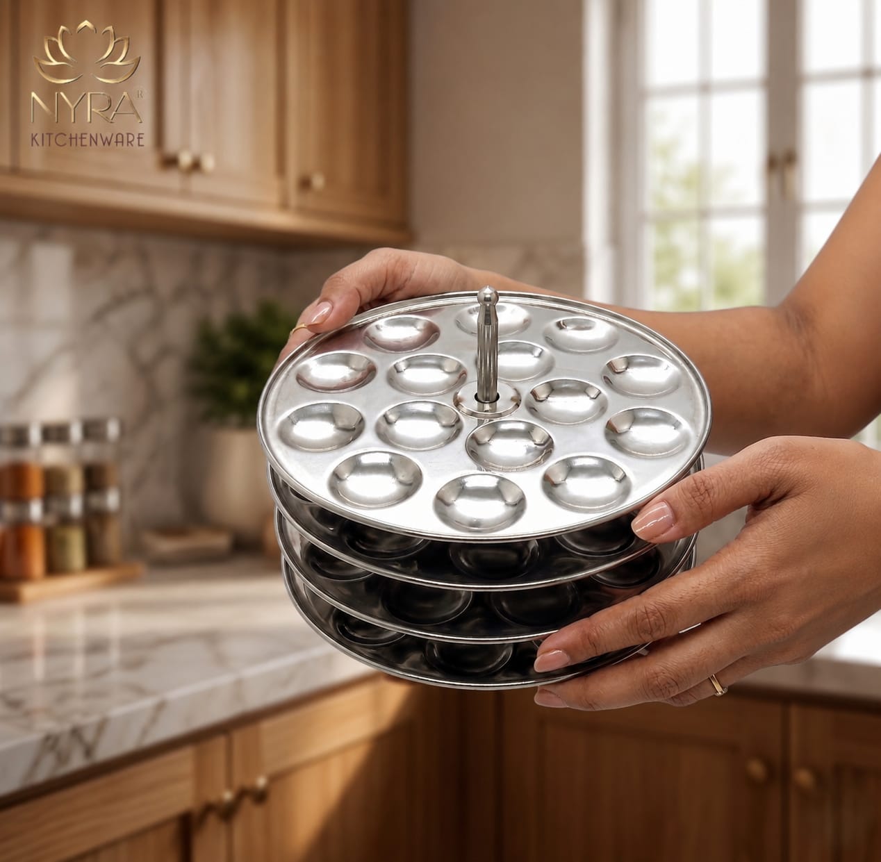 Stainless Steel Mini Idli Stand - 4 Plates | Makes 60 Mini Idlis at a time