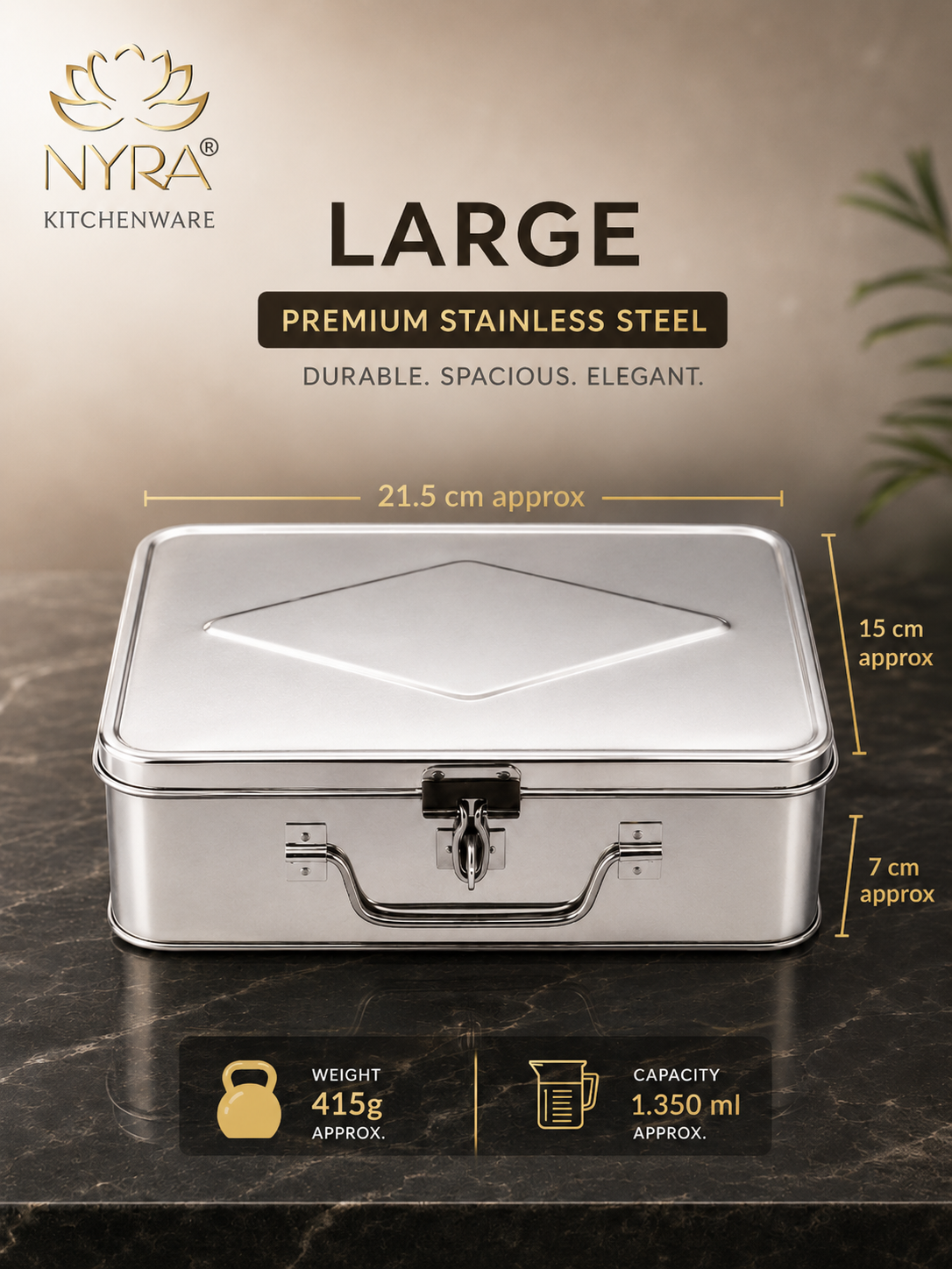 Stainless Steel Multi-Purpose Cash/Storage Box | Secure for Money, Jewelry & Documents - extra extra large