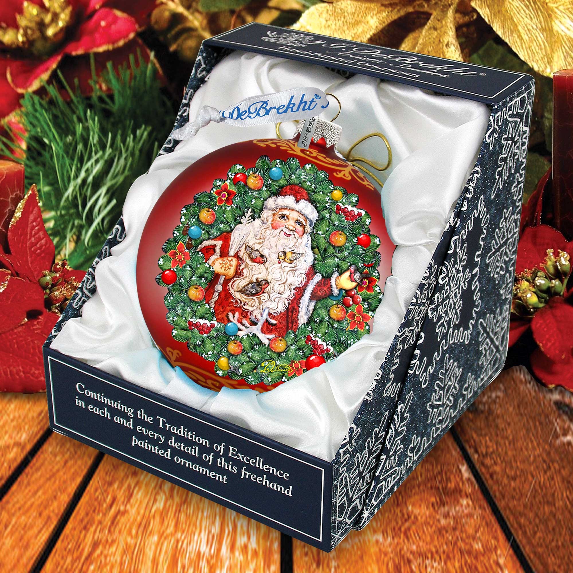 Santa the Bird Whisperer Glass Ornament Limited Edition by G. DeBrekht - Christmas Decor - 73914