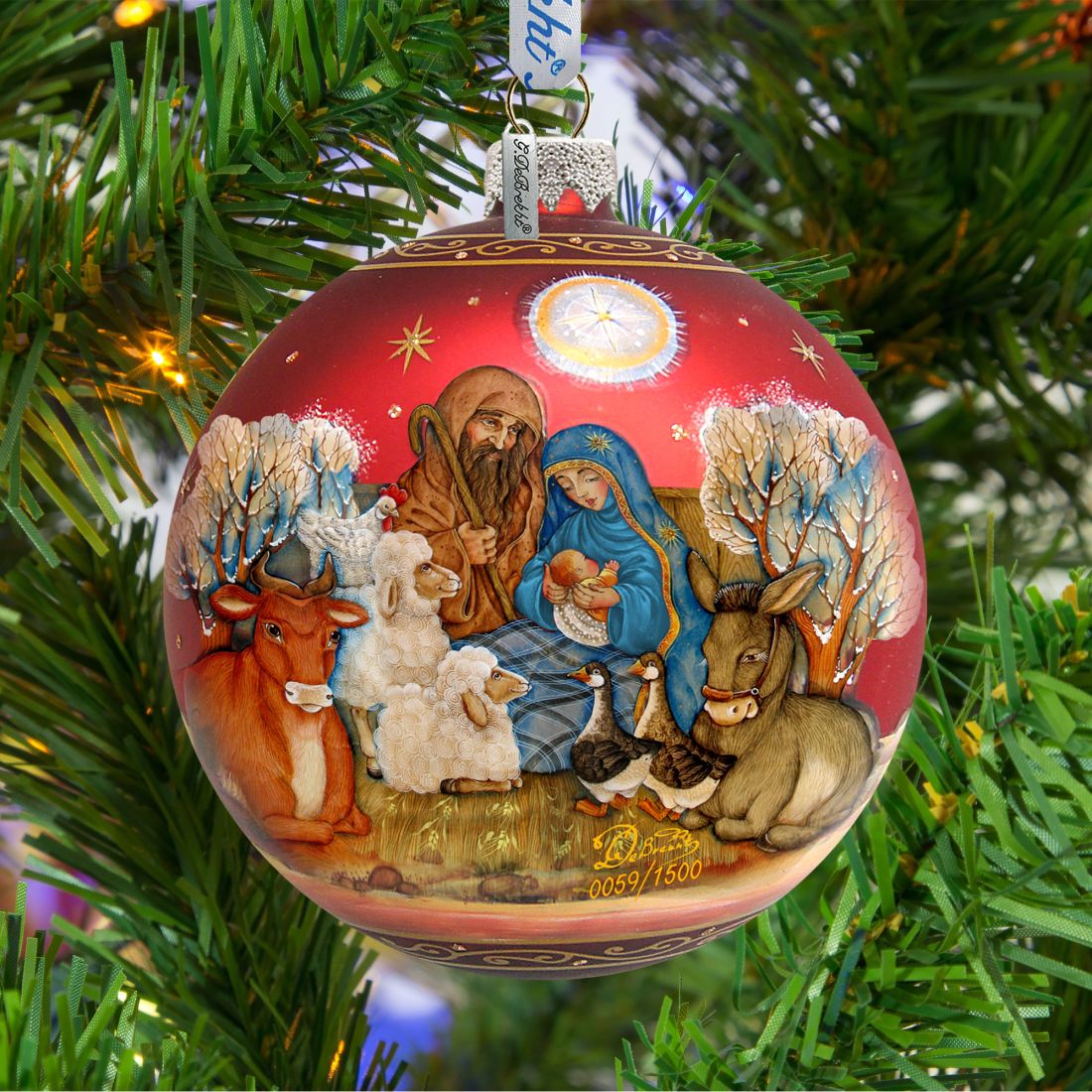 Story of Nativity Ball Glass Ornament Limited Edition by G. DeBrekht - Nativity Holiday Decor - 73853
