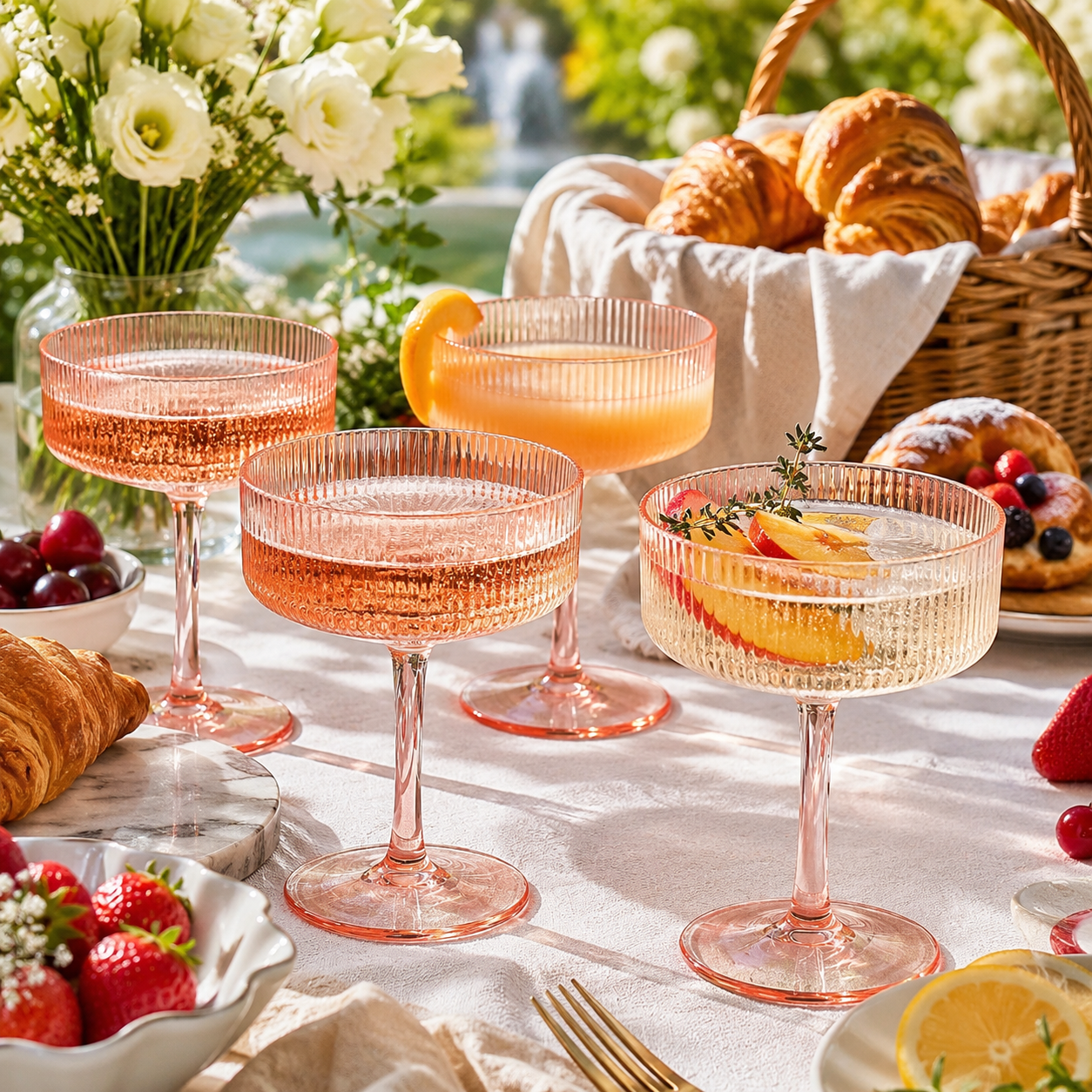 Madrid Acrylic Champagne Coupe Cocktail Glassware, Set of 4