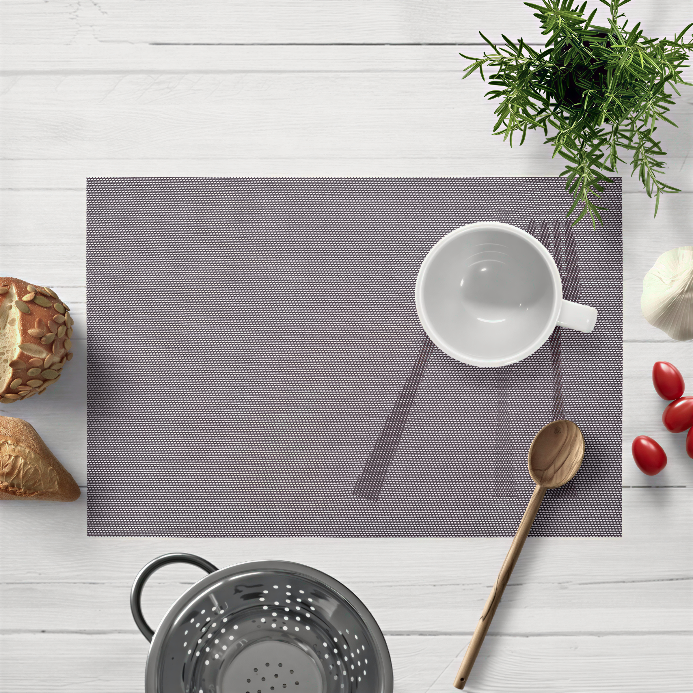 Vinyl Placemats - Devonshire Light Brown Table Protectors | Washable, Non Slip Mats