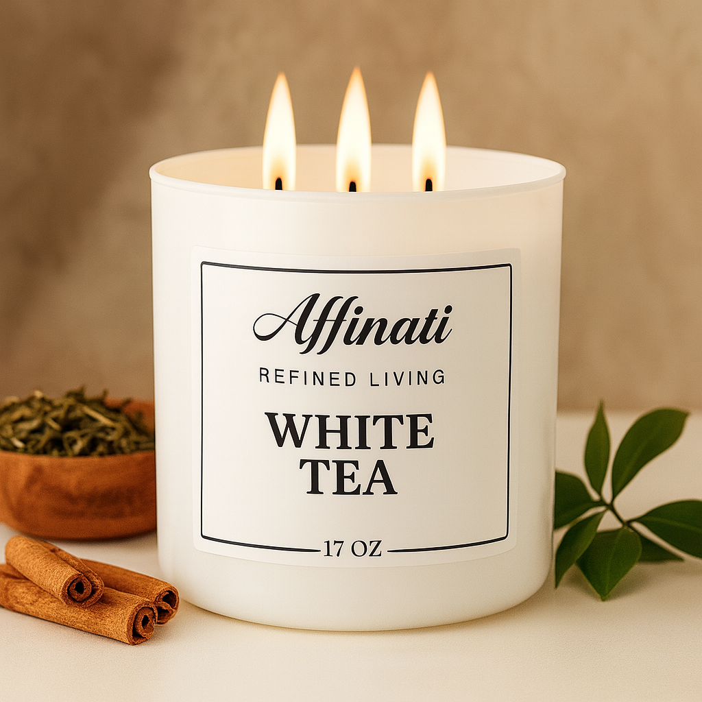 3-Wick White Tea Candle