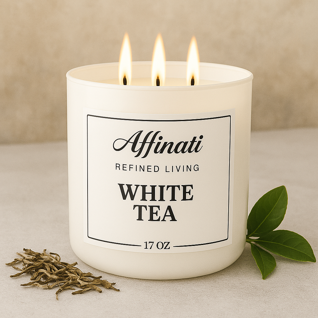 3-Wick White Tea Candle
