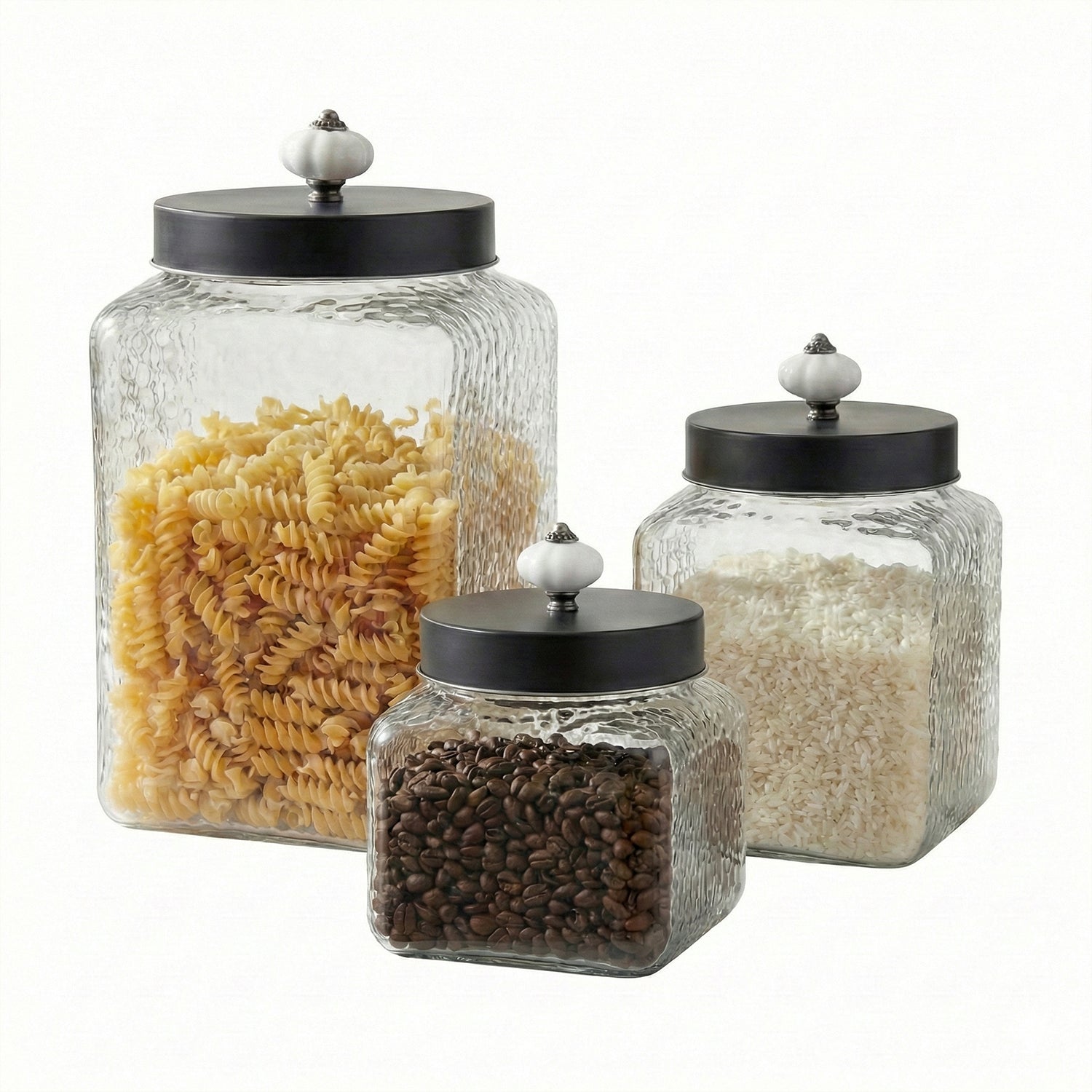 Hammered Square 3Pc Canister Set