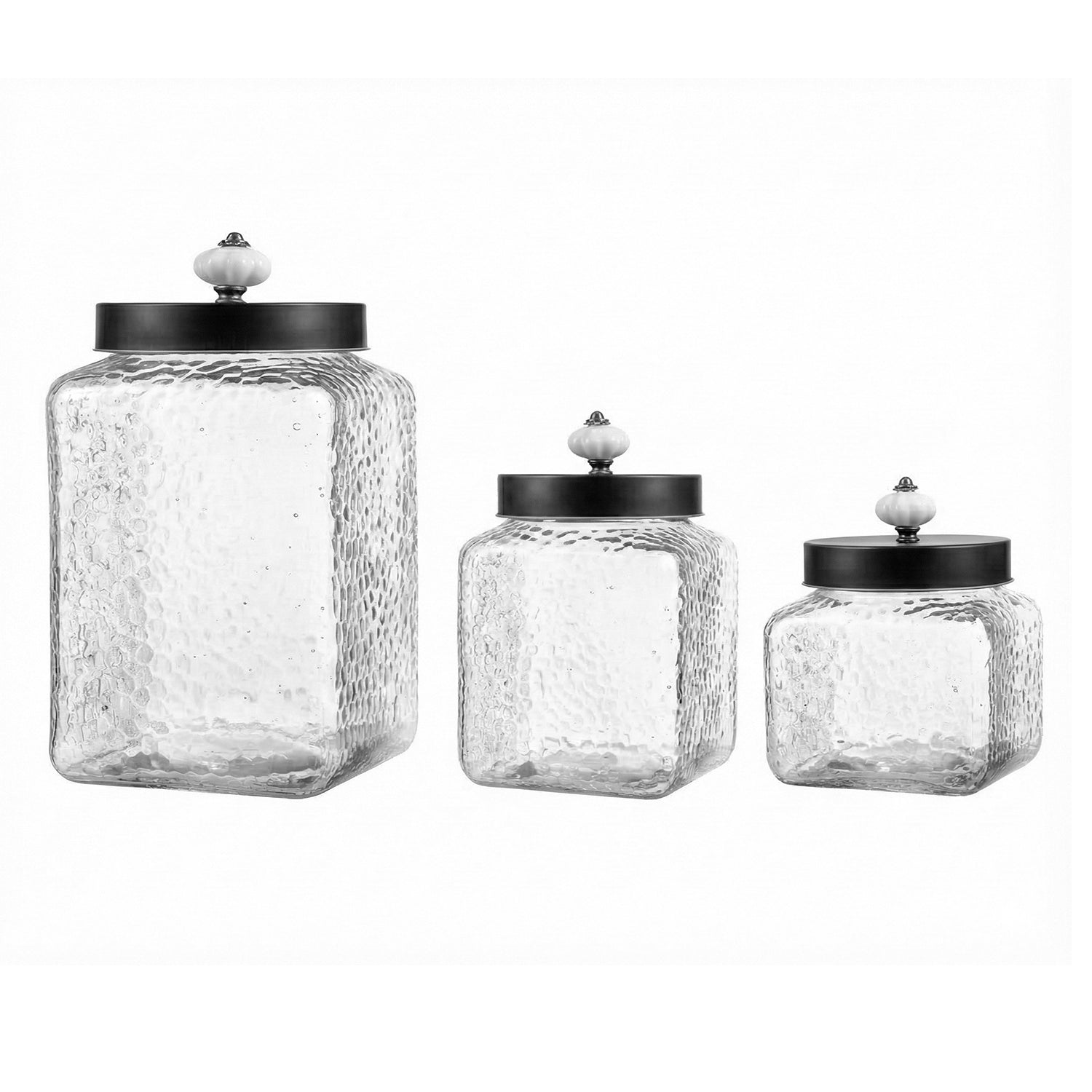 Hammered Square 3Pc Canister Set