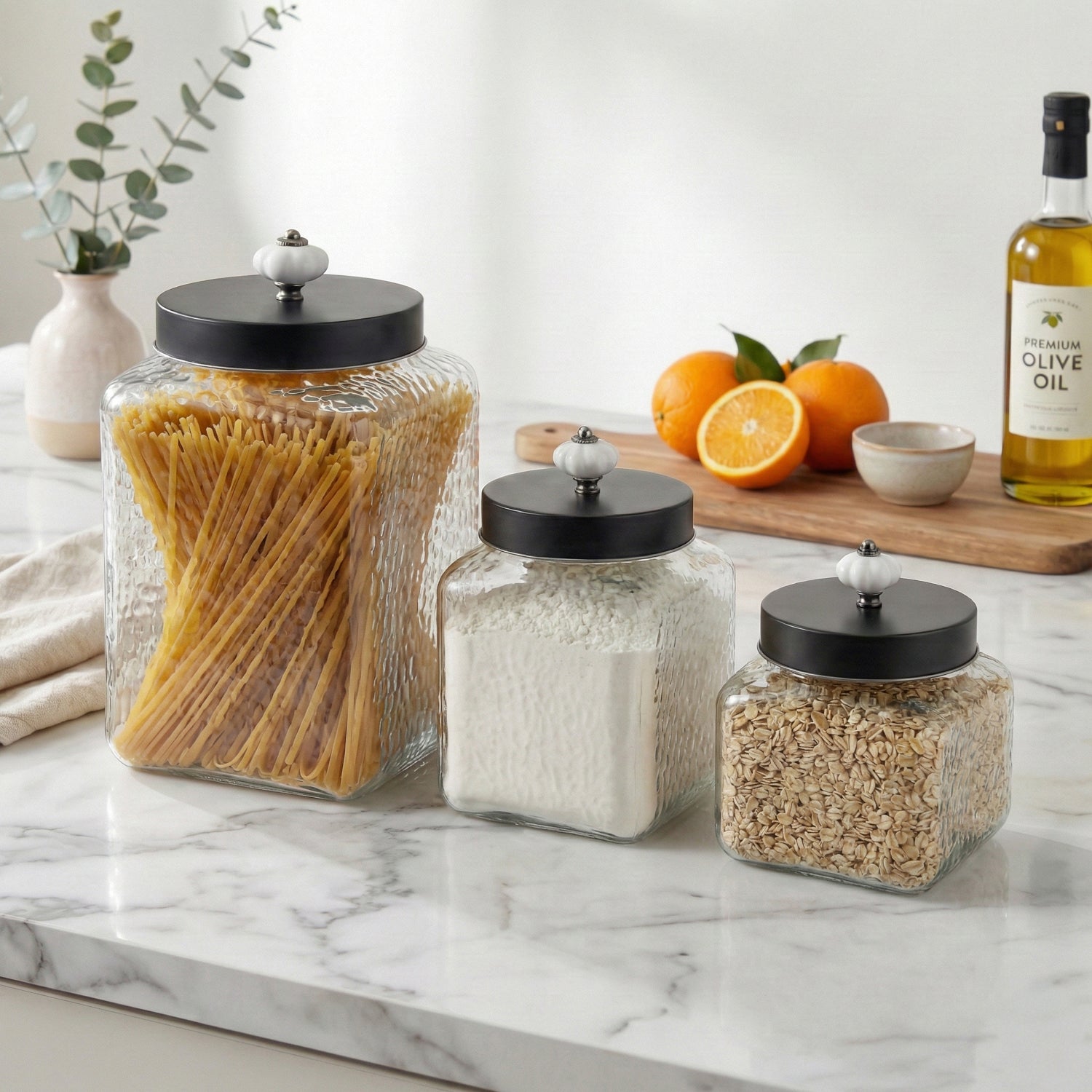 Hammered Square 3Pc Canister Set