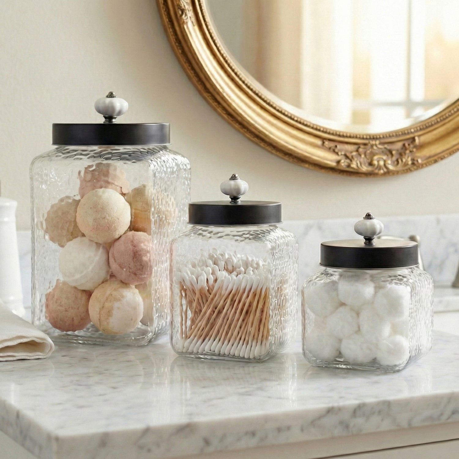 Hammered Square 3Pc Canister Set