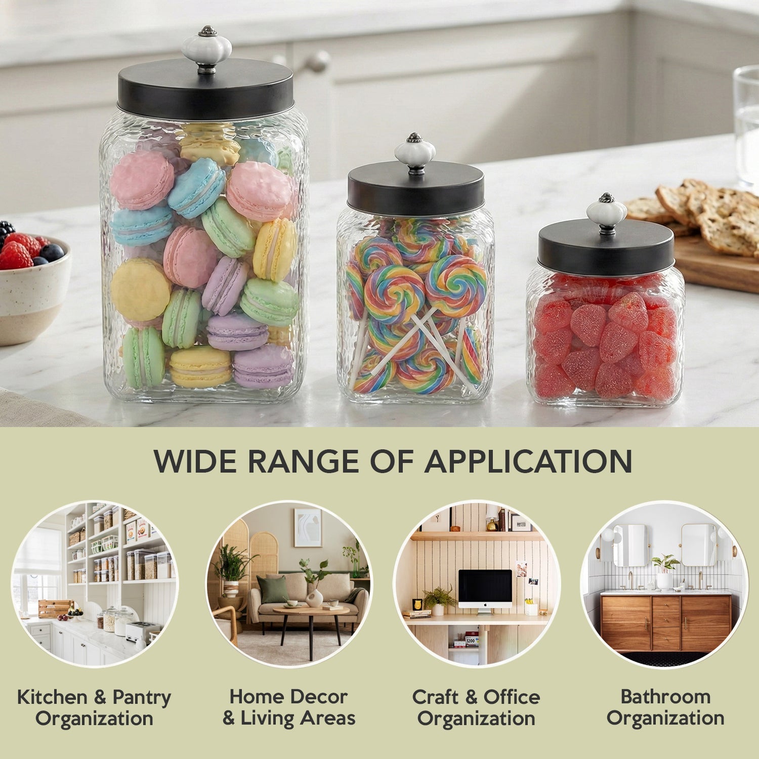 Hammered Square 3Pc Canister Set