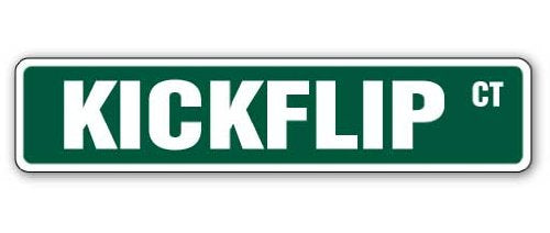 Kickflip Street Sign Skateboard Trick Video Skate Skateboarding | Indoor/Outdoor | 18 Wide