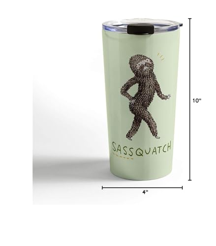 Society6 Sophie Corrigan Sassquatch Stainless Steel Travel Mug, 1 Count (Pack Of 1), Green, 20Oz