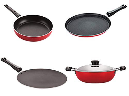 Nirlon Non Stick Pots And Pans Non Stick Cookware Set Of 4 Pieces With Bakelite Handle(26_Ct_Dkdm_Ft11_Fp12)