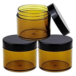 Beauticom 60 Grams/60 ML (2 Oz) Round AMBER Clear Leak Proof Plastic Container Jars with Black Lids for Storage Cosmetic Lotion Scrubs Creams Ointments (6 Pieces Jars + Lids  AMBER)