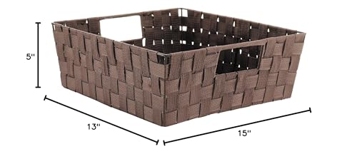 Whitmor Woven Strap Shelf Storage Tote Basket - Java 13 By 15 By 5''