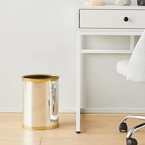 Mylar Polished Chrome & Brass 14 Inches Oval Waste Basket