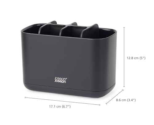 Joseph Joseph Easy-Store - Toothbrush Holder Caddy, Bathroom Storage, Large, Matt Black