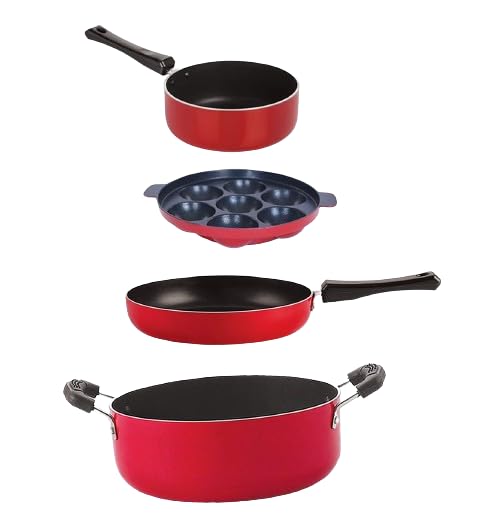 Nirlon Nonstick Aluminium Rust Free NonInduction Cookware Essential Combo Set Of 4 Pieces (Fp10_Sp(M)_Ap7_Cs24)