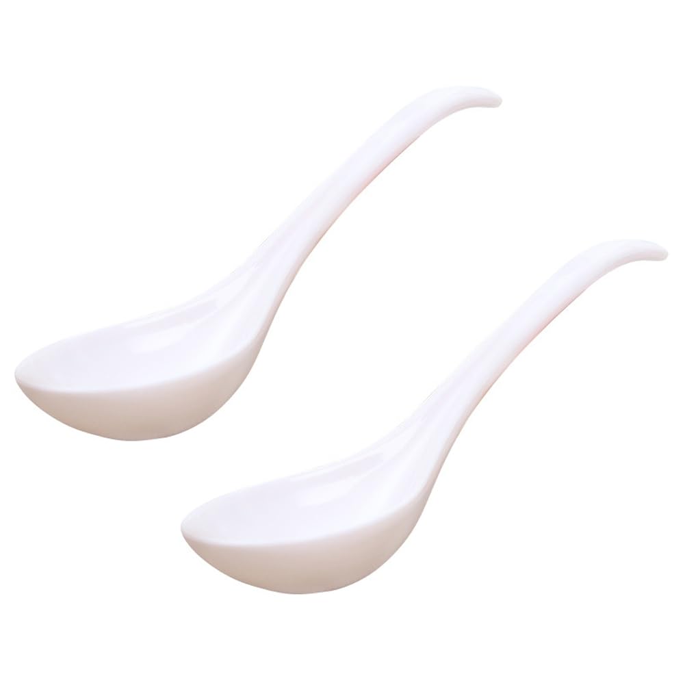 2 Pieces Plastic Soup Ladle Spoon Large Soup Spoons Reusable Spoons Long Handle Soup Spoons Chinese Soup Spoons for for Party Re