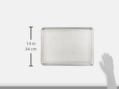 Nucu Artisan Professional Perforated Aluminum Baking Sheet Pan With Lip, 18 X 13-Inch Half Sheet, Silver