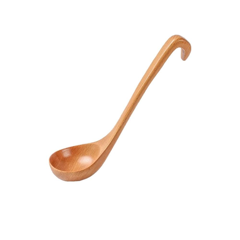 Wooden Spoon Soup Ladle Large  Natural Wooden Scoop Long Handle Spoons for Cooking Ladle Spoon  Heavy Duty Wood Spoon with Han