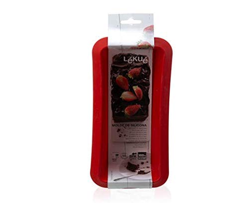 Lekue Baking Bread Loaf Pan/ Plum Cake, 9.5'', Red
