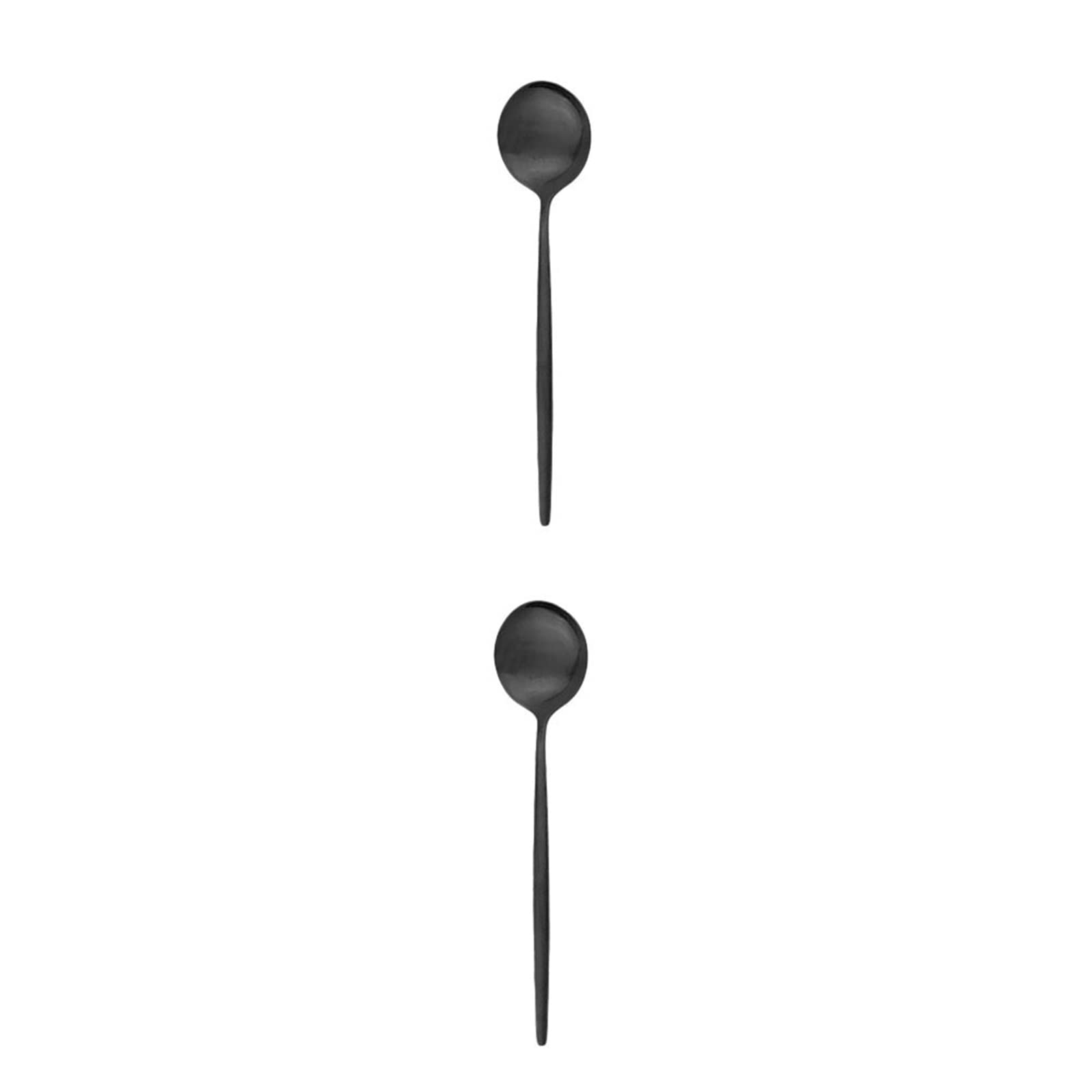 MENGKK Soup Ladles Tea Spoon Dessert ice Cream Stainless Steel Stirring Coffee Kitchen Accessories Tableware(Black)