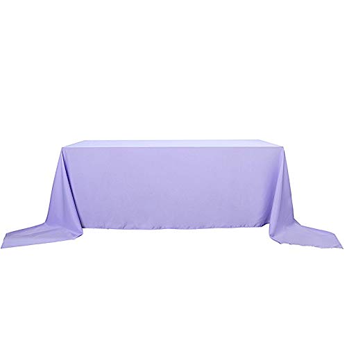 Balsacircle 90X156-Inch Lavender Rectangle Polyester Tablecloth Table Cover Linens For Wedding Party Events Kitchen Dining