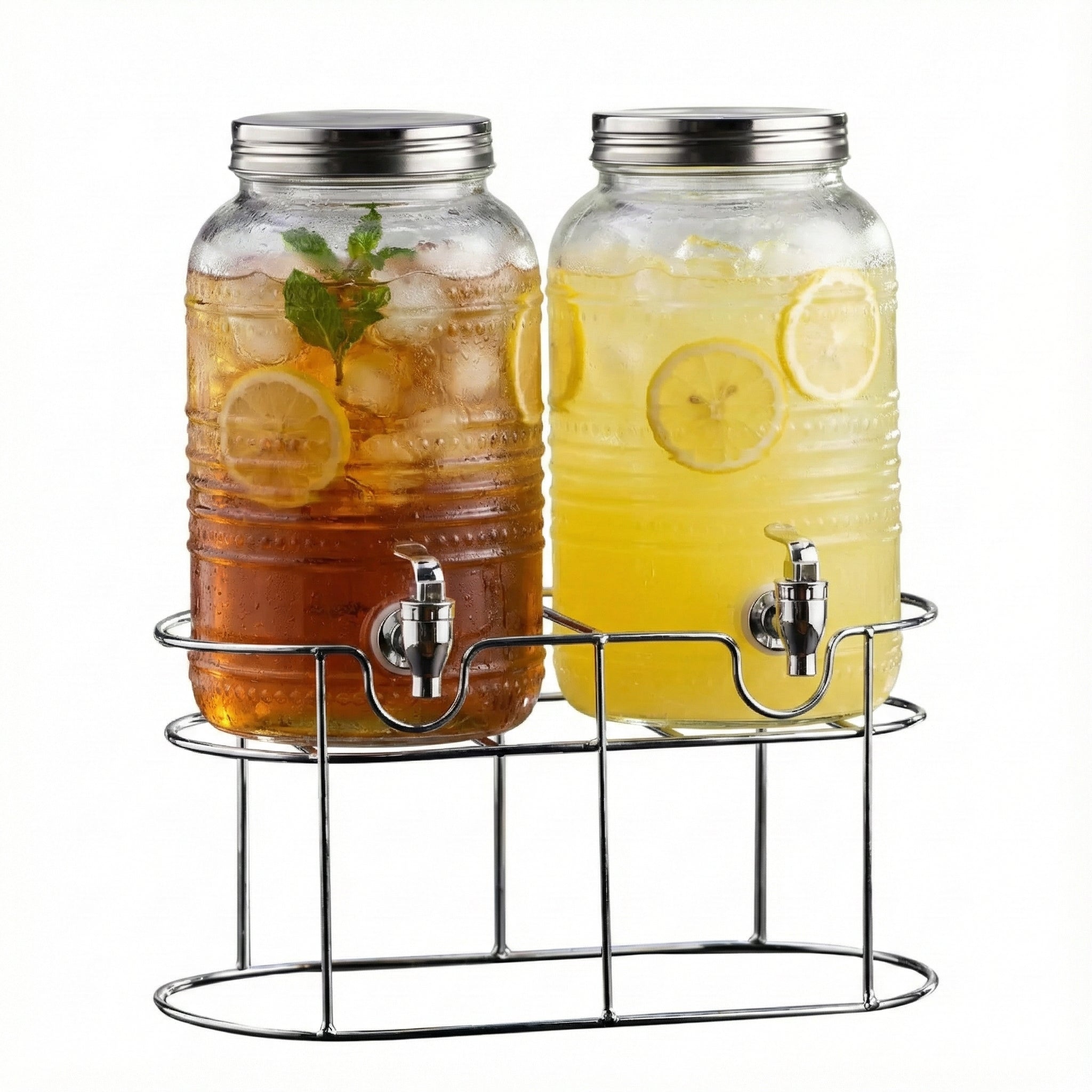 Liam Double Beaded Dispensers with Stand 1 Gal