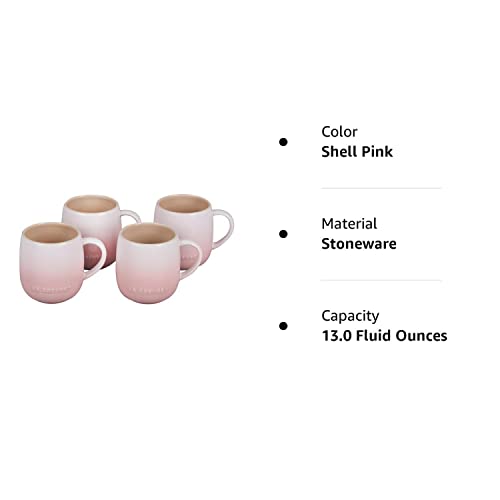 Le Creuset Stoneware Set of 4 Heritage Mugs, 13 oz. each, Shell Pink