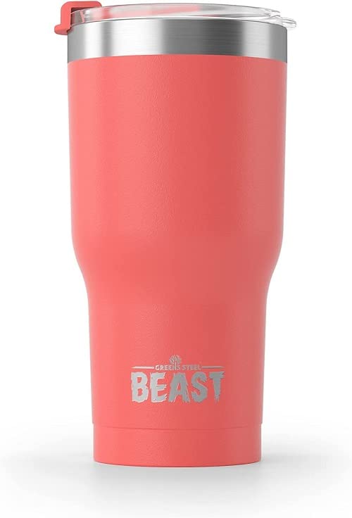Beast 20 Oz Tumbler Stainless Steel Vacuum Insulated Coffee Ice Cup Double Wall Travel Flask (Coral Pink)