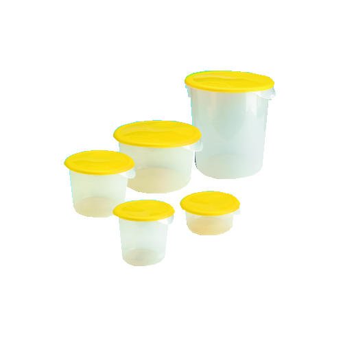 Rubbermaid Commercial Products Round Storage Container, 4-Court Capacity, Clear Polyethylene, High Temperature Range Food Organi