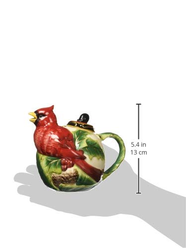 Cosmos Gifts Holiday/Seasonal Ceramic Cardinal Teapot, 5-1/4-Inch