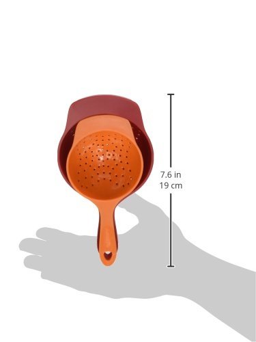 Brandobay Mini Colanders Set 2 Plastic Pack Kitchen Mesh Food Strainers Colander Handles Red Lime Green 6.5 And 7.5 Inch Straine