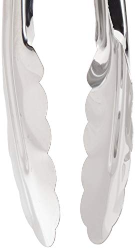 Chef Craft Set Of 2 (1-9'' & 1-12'') Stainless Steel Clam Shell Food Service Tongs With Sliding Rings. Quality Construction, Dis
