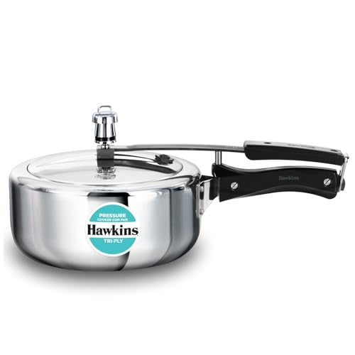Hawkins 3 Litre Tri-Ply Pressure Cooker Cum Pan, Triply Stainless Steel Inner Lid Cooker, Pan, Silver (Sstpp3)