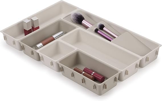 Janc Enterprise 7Piece Makeup Beauty Drawer Organiser Set, Storage Boxes Dividers For Makeup, Beauty Grooming Items, Cosmetics,